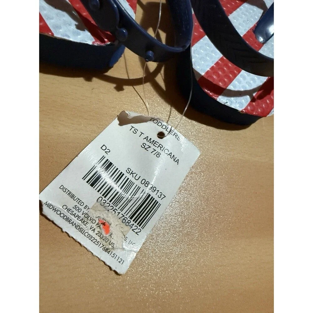 3/$15 Toddler Kids Patriotic Slippers 7/8 Red White Blue American Flag New